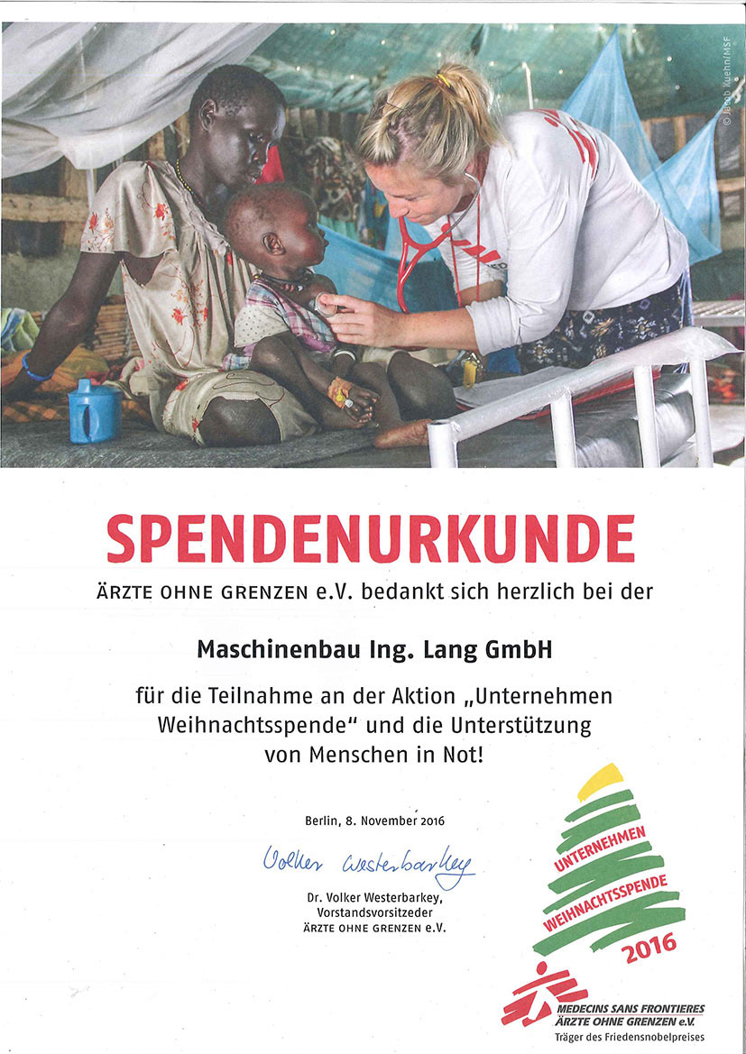 Spendenurkunde - 2016